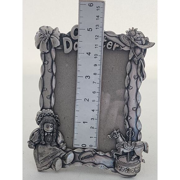 PICTURE FRAME-Pewter-"Our Daughter"-Doll-Carousel Horse-6"x4" Frame-Glass Cover - Picture 12 of 13